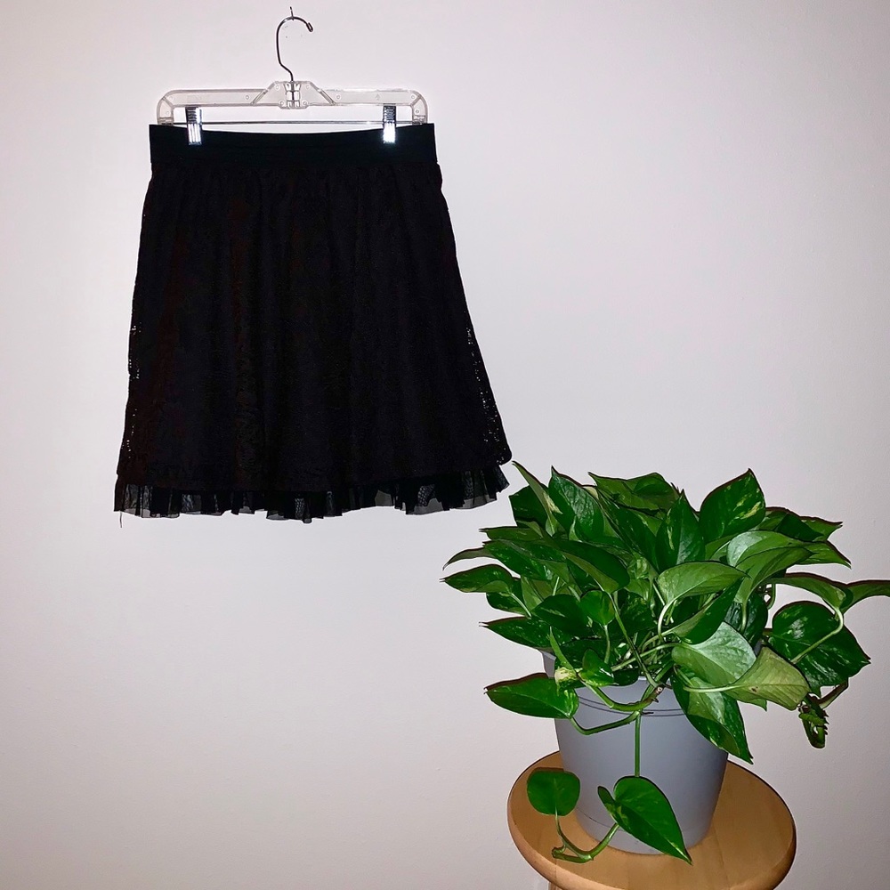 Black Lace Skirt w/Tulle
